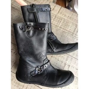 Aster Girls Black Leather Boots 27 Us 10  Toddlers France